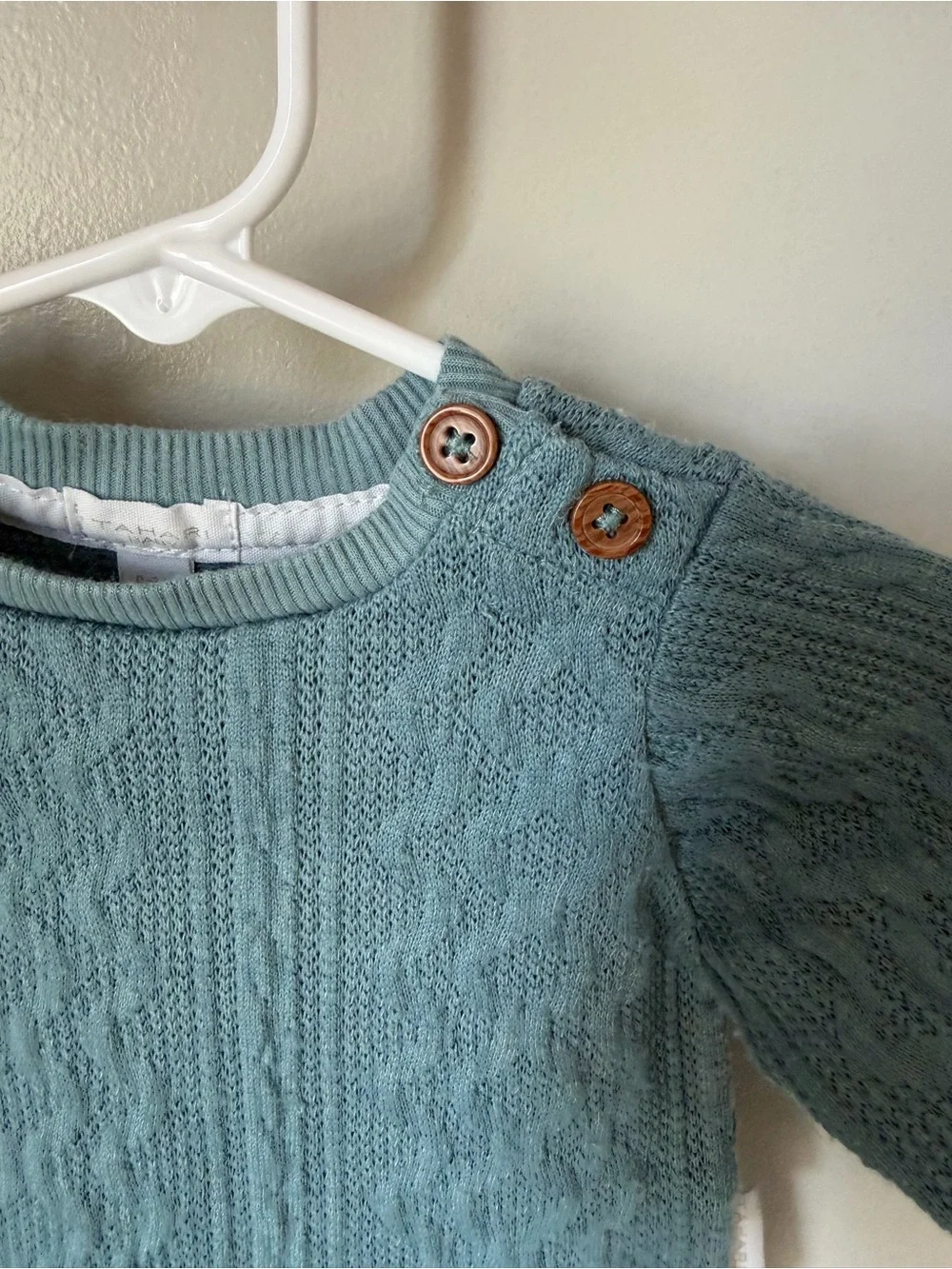 Tahari Baby Girls 0-3M Blue 2pc Cable Knit Sweater & Pants Set Buttons